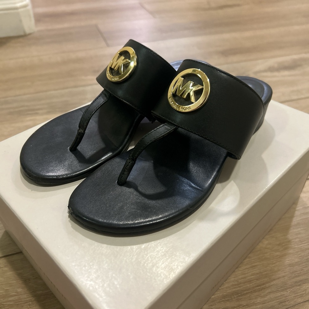 Michael Kors Black and Gold Women's Sandals